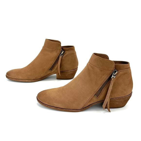 Sam Edelman Packer Women Tan Ankle Boot Sz 8 Soft Leather Low Cuban Heel Bootie - Picture 2 of 16